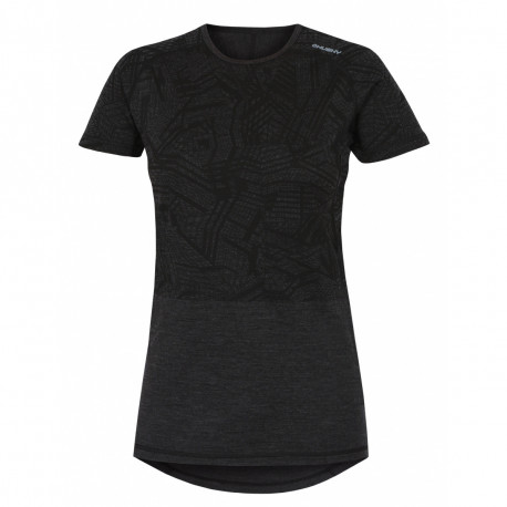 Merino termoprádlo – dámské triko s krátkým rukávem XL, černá