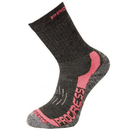 X-TREME zimní turistické ponožky s Merinem 6-8, tm. šedá/růžová