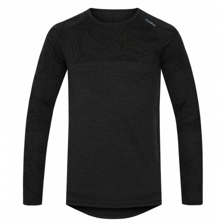 Merino termoprádlo – pánské triko s dlouhým rukávem XXL, černá