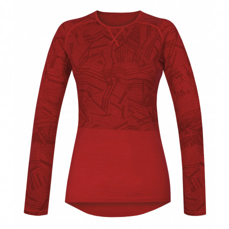 Merino termoprádlo – dámské triko s dlouhým rukávem XL, červená
