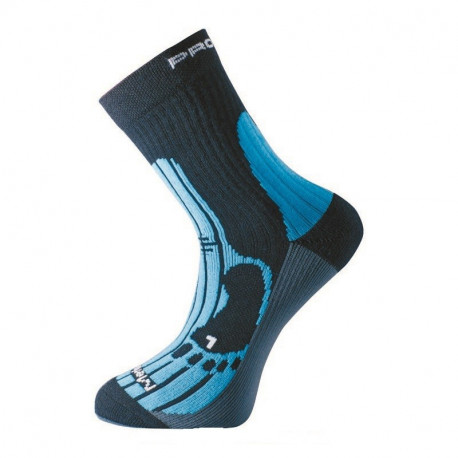 MERINO turistické ponožky 3-5, černá/modrá/šedá