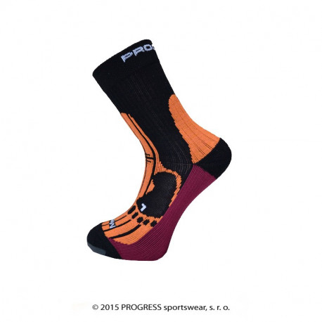 MERINO turistické ponožky 3-5, černá/oranžová