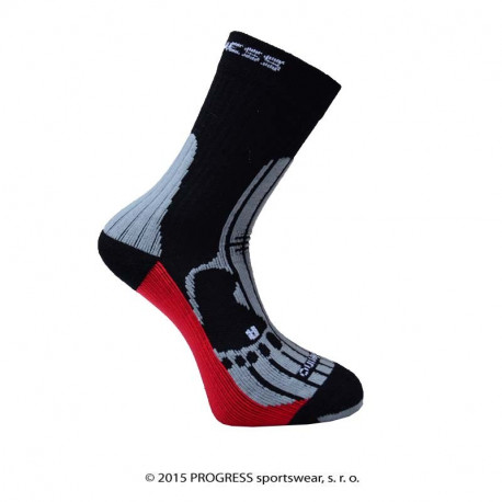 MERINO turistické ponožky 3-5, černá/šedá/červená