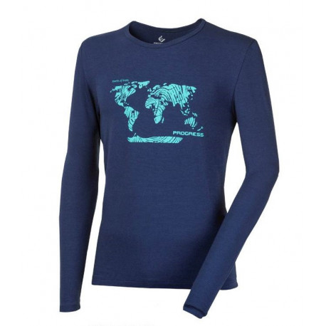 VANDAL "SVĚT" pánské triko s dlouhým rukávem s bambusem XXL, tm. modrá