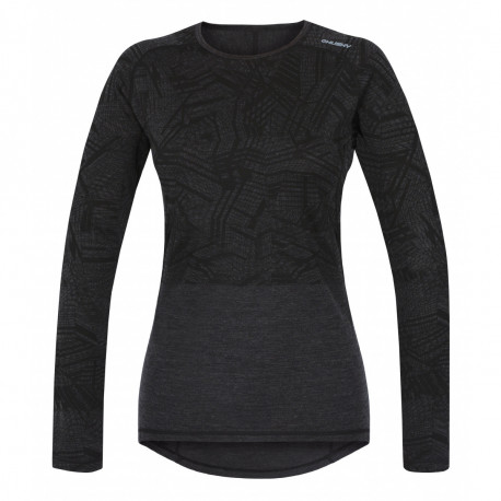 Merino termoprádlo – dámské triko s dlouhým rukávem M, černá