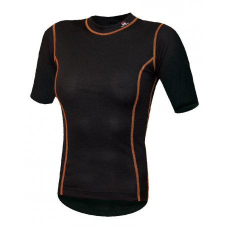 Dámské triko krátký rukáv TARAGONA XS, černá/oranžové švy