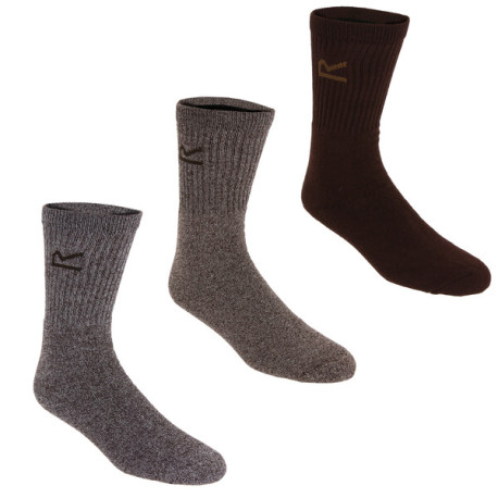 Ponožky Regatta Mens 3 Socks/Box RMH018 béžová/šedá/hnědá, uni
