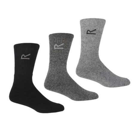 Ponožky Regatta Mens 3 Socks/Box RMH018 uni, černá/hnědý melír/šedý melír